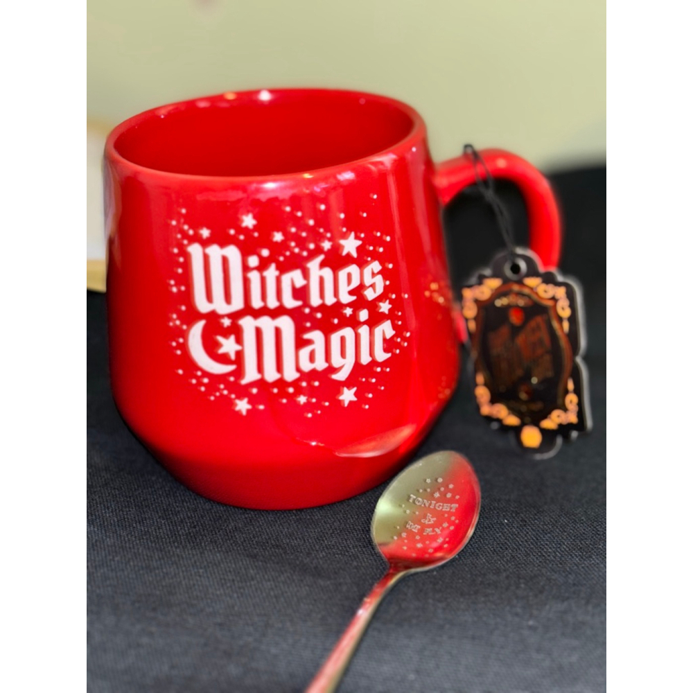 Red White Witches Magic Halloween Mug & Spoon Set